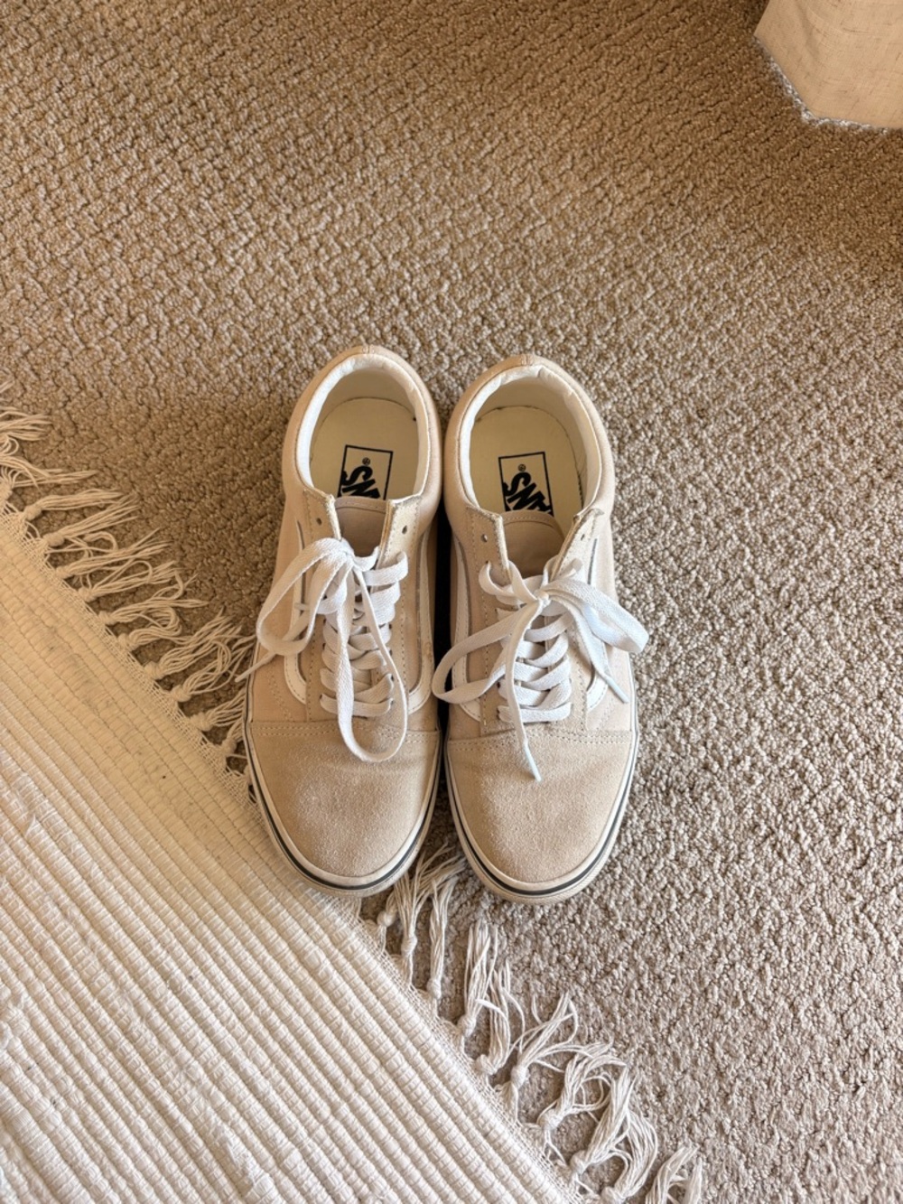 Vans Cream and White Low-Top Sneakers